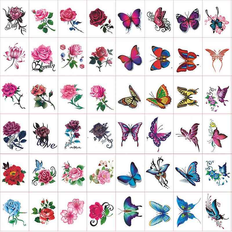 Sticker Princess Cartoon Tattoo Sticker Flower Safe Non-Toxic Kidsren's Tattoo Butterfly Stereo Glitter Waterproof Female Long-Lasting