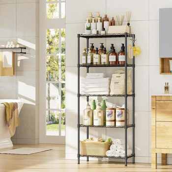 Kitchen storage rack floor-mounted multi-layer multi-functional wave mesh layer bamboo pipe mesh storage rack balcony storage rack