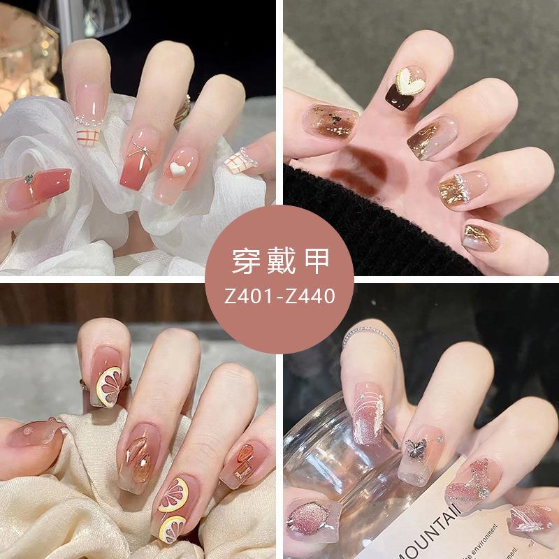 Diamond-Style Wearable Nails, Ice-Clear Color, Sparkling Diamonds, 24-Piece Boxed Fake Nails, Finished Product with a High-End Feel