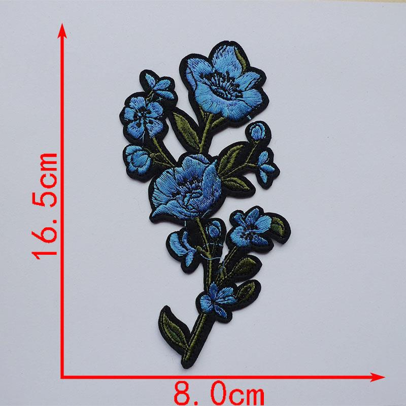Versatile Blue Rose Flower Embroidery Patches for Clothes, Pants, Jeans, Qipao Decoration, Repair of Holes, T-Shirt Patches