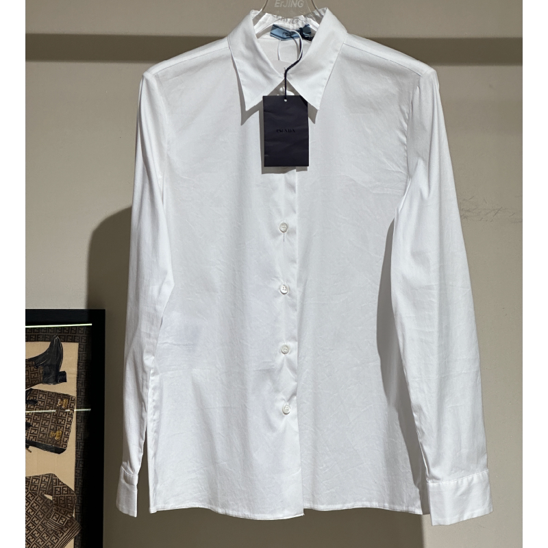 [99% New and Unused] Prada Fashionable Trendy White Shirt for Men and Women, Comfortable Top