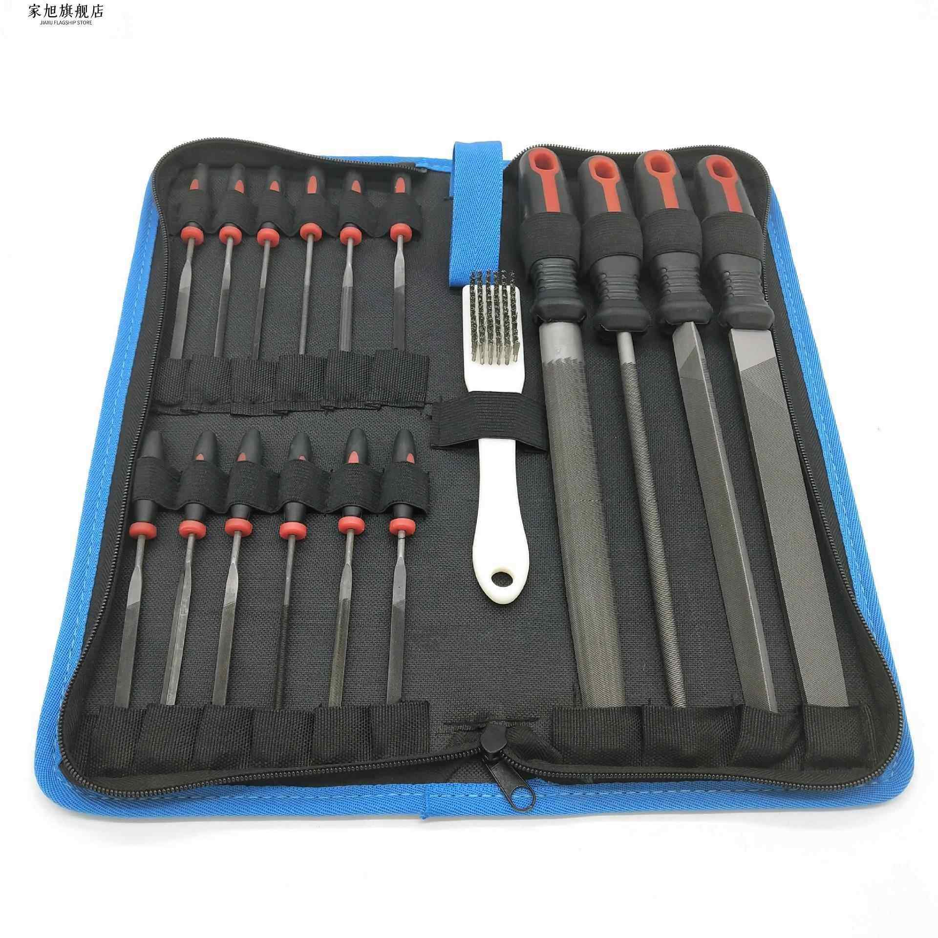 16-Piece, 17-Piece, 19-Piece Set of File Tools Kit Storage, Metal Steel Files, Chisels, Iron Grinding Tools