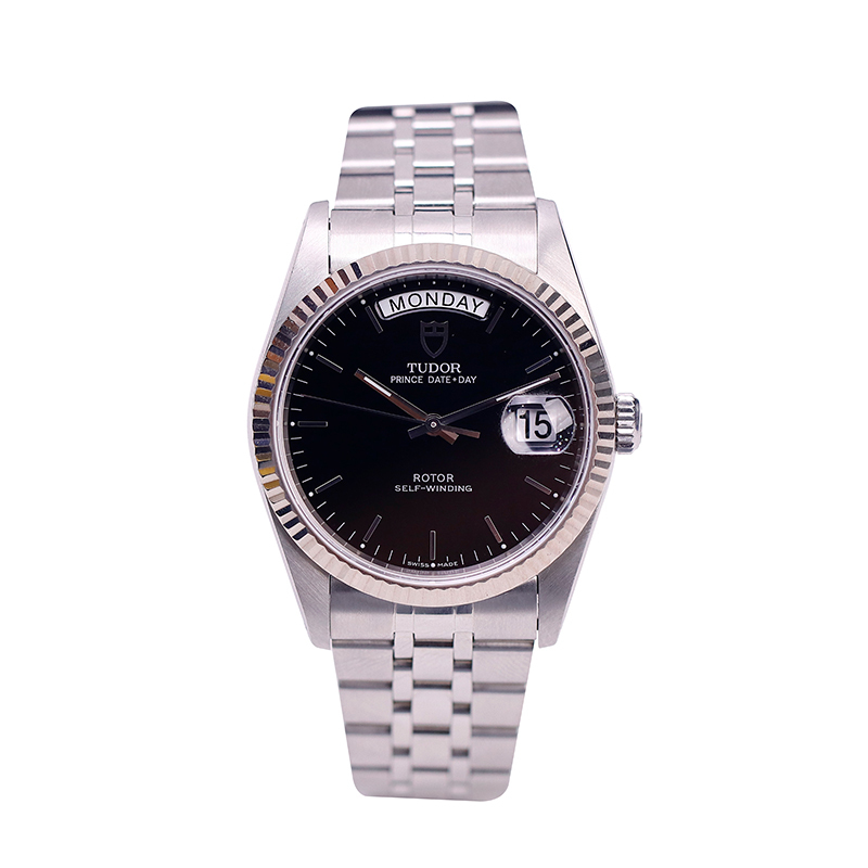 98% New Tudor Watch, Tudor Prince Men's Watch Series, Reference Model 76214, Black Dial, Steel Strap, Mechanical Men's Watch