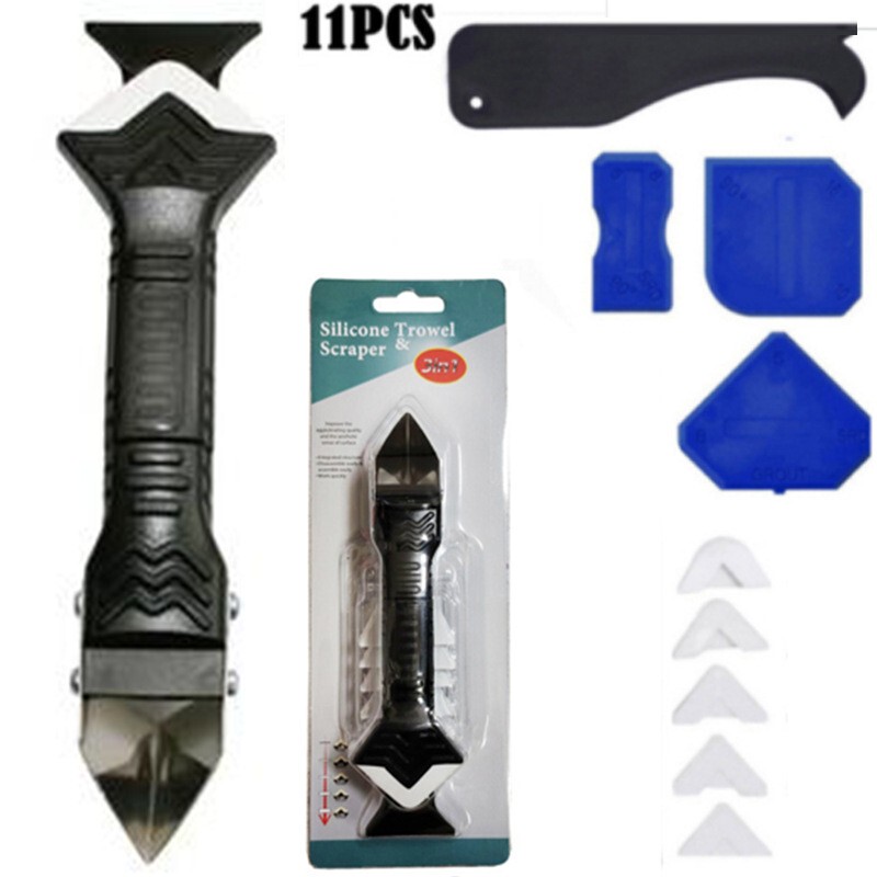11-Piece Caulking and Blistering 3-in-1 Metal Scraper Tool Set for Sealing Windows and Kitchen, Seam Finishing Tool 11-Piece Caulking and Blistering 3-in-1 Metal Scraper Tool Set for Sealing Windows and Kitchen, Seam Finishing Tool