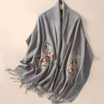 Pure Handmade Embroidered Wool Scarves for Wearing Flowers butterfly with a deep view Warm Gift Embroidery