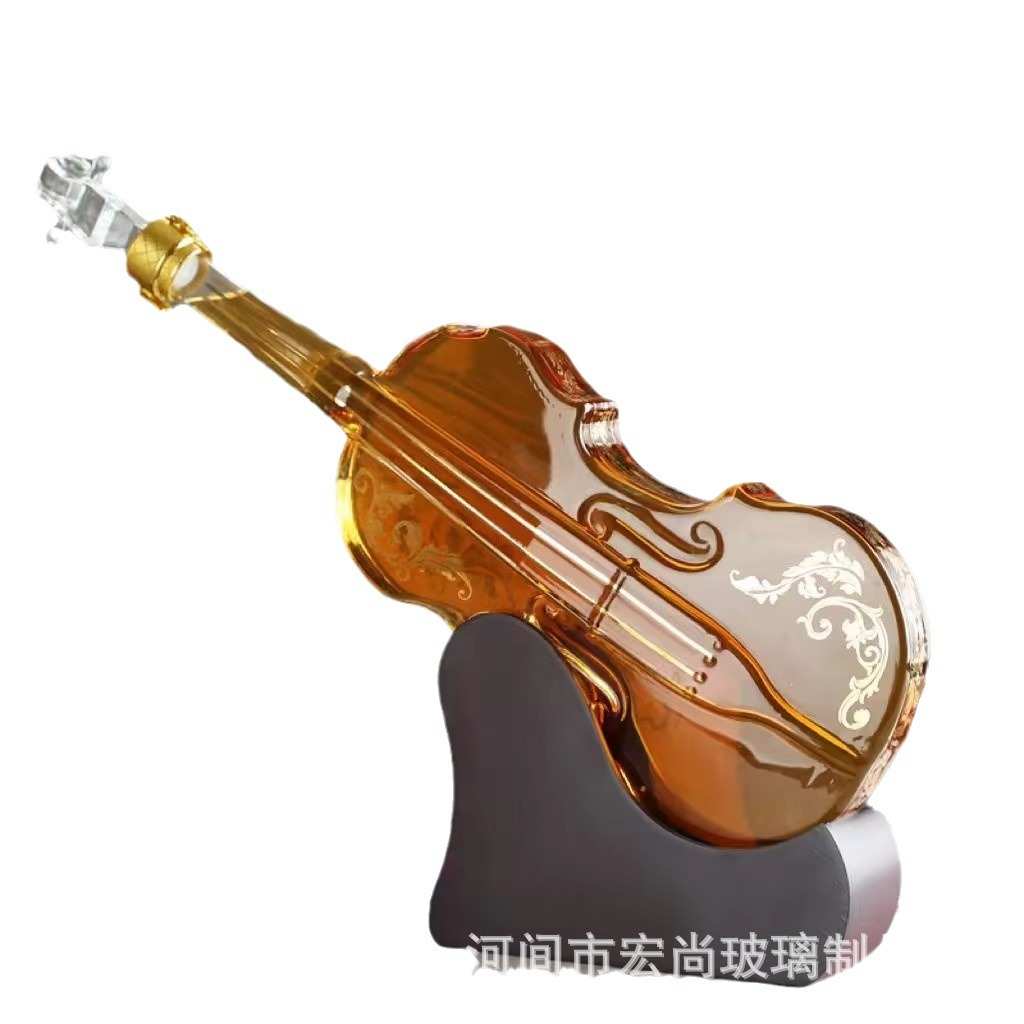 Violin guitar shaped wine bottle special-shaped wine storage transparent sealed high-end foreign wine thickened glass wine bottle