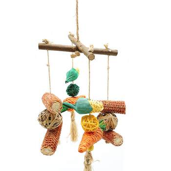 Parrot toy hamster chewing toy rabbit molar string small pet toy bird toy wooden rattan chewing toy