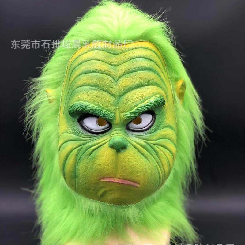 New Christmas Grinch Mask Santa Hat Christmas Gift Party Latex Mask