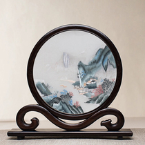 Su embroidery double-sided embroidery pure hand embroidery table screen Splendid Mountains and Rivers new Chinese style home decoration ornaments and gifts
