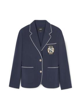 MLB SS24 纽约洋基队 徽标口袋单排扣长袖西装 女款 海军蓝