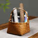 Handmade bamboo weaving handbag basket Chinese retro tea set storage basket Snack fruit basket Old bamboo basket