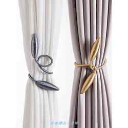 Curtain Tiebacks, a European-Style High-End Leaf-Shaped Metal Curtain Tieback, Strap for Tying up Curtain Rings