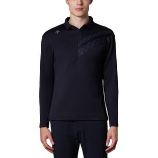 GOLFHEAT 简约条纹Logo印花长袖 迪桑特DESCENTE NAVI Polo衫 男款