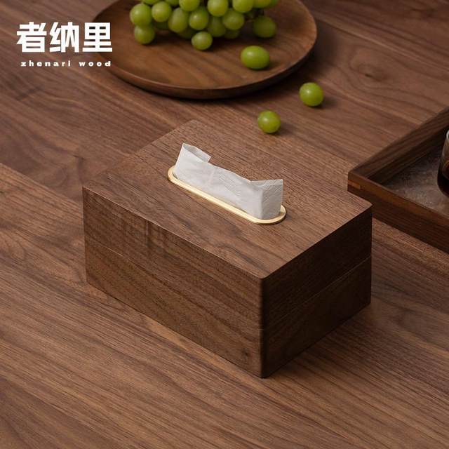 Zhenali walnut tissue box living room high-end light luxury paper draw box household napkin storage solid wood draw box