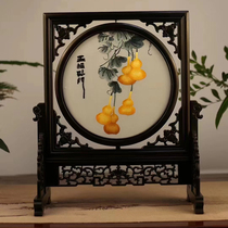 Suzhou embroidery pure hand embroidery purple sandalwood double-sided embroidery ornaments Five Blessings new Chinese craft gifts