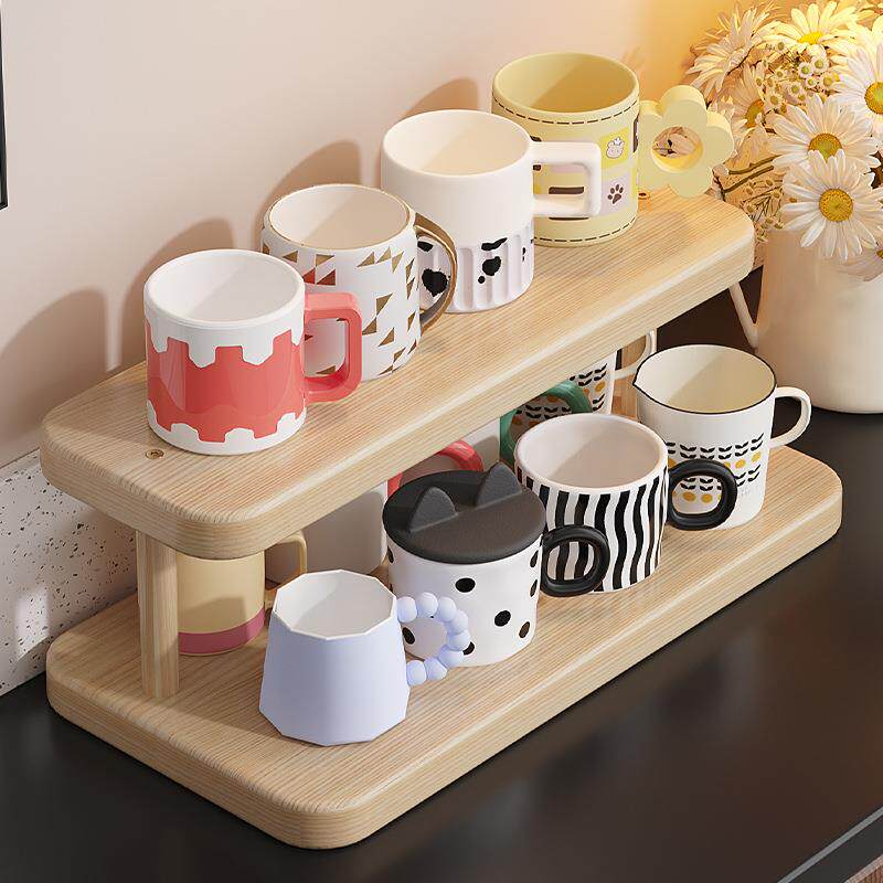 Desktop storage rack small cup holder household simple multi-layer countertop cup storage and display rack tea set water cup
