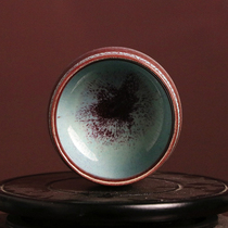 Jun kiln Jun porcelain natural raw ore charcoal fired kiln turned into high-quality Xianghe cup Wen Shuaibins intangible cultural heritage