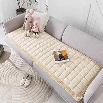 High-grade cotton korean ins pure cotton sofa cushion steamed buns for all seasons anti-slip thickened bay window cushion cover