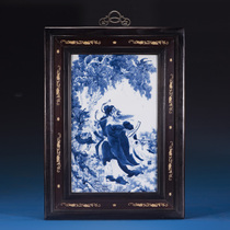 Blessings are before your eyes an orphan piece from the old collection hand-painted blue and white figure porcelain plate painting P