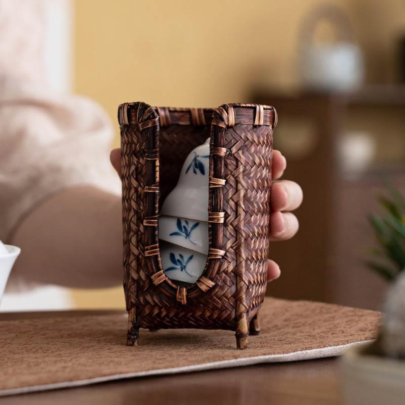 Bamboo cup cage cup holder Bamboo tea cup storage rack Drain cup holder Tea drying rack tea set accessories accessories