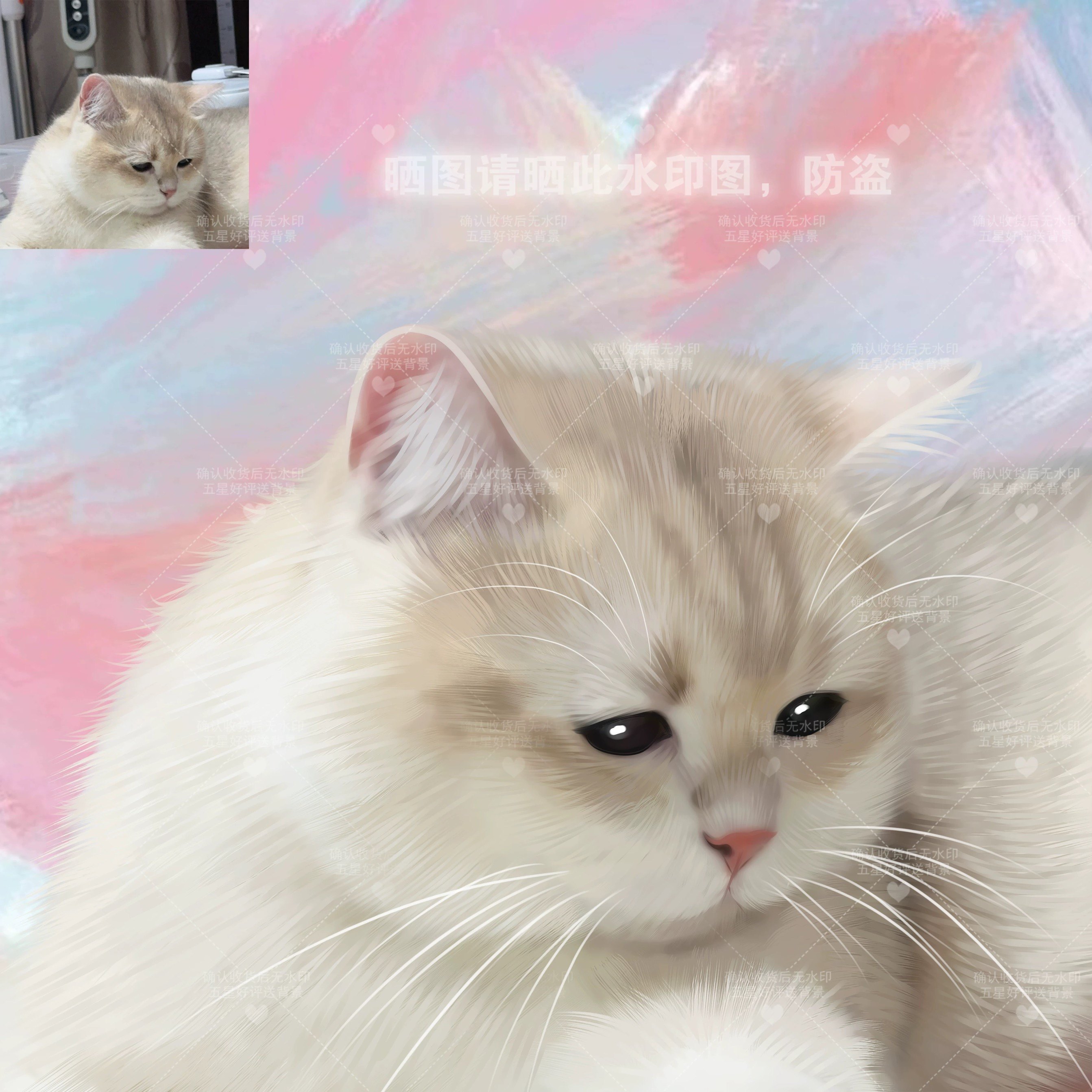 宠物画像定制猫咪头像手绘狗狗肖像绘画周边q版写实卡通漫画猫评价- 淘宝网, image size:2685x2685