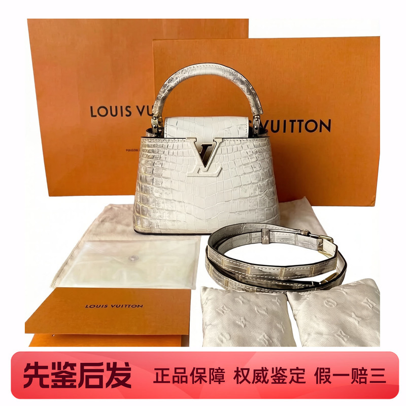 [99 New] Lv Louis Vuitton Capucines Mini Himalayan Crocodile Leather Shoulder Crossbody Handbag for Women