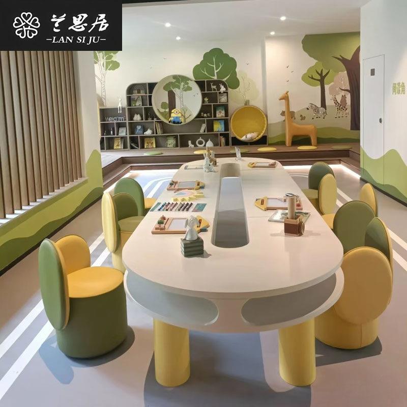 Sales department children's table and chair combination overhead floor reading area children's learning writing table kindergarten baby handmade table