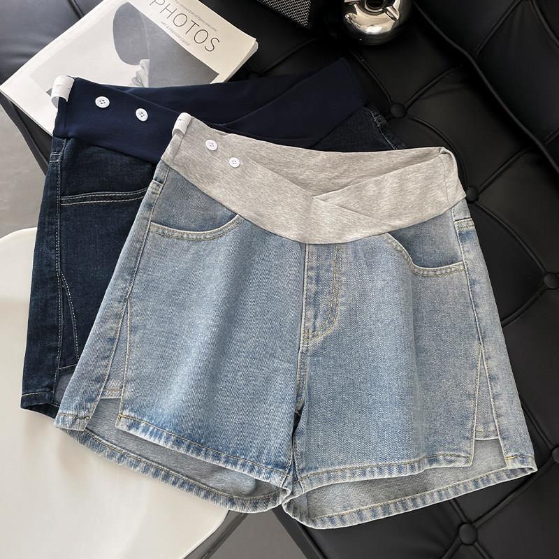 Maternity Denim Low-Waist Belly-Support Shorts for Summer 2026 New Casual Pants Summer Wear Pregnancy Hot Pants Summer