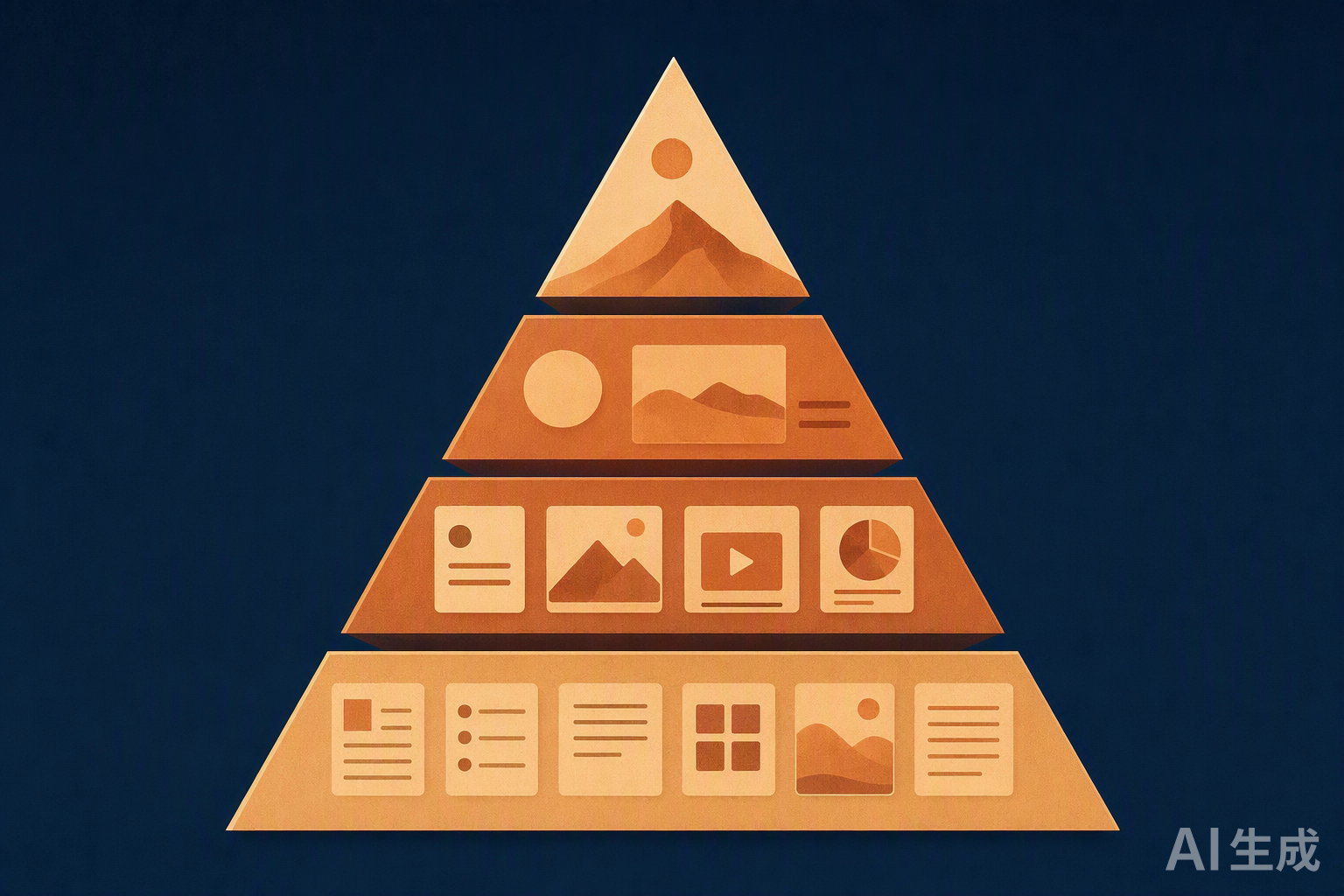 Content pyramid with different layers representing content types