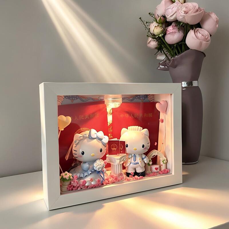 Hello Kitty Wedding Certificate Photo Frame Display Stand DIY Material Kit Hollow Photo Frame Display Frame Desktop Ornament