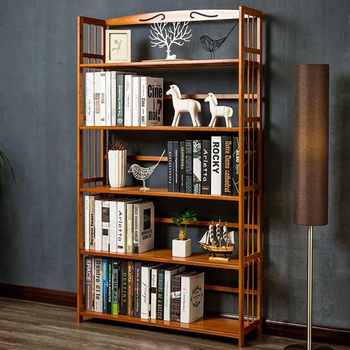 Bookshelf floor-standing bookcase children's small desktop storage racks internet celebrity solid wood simple bedroom living room storage