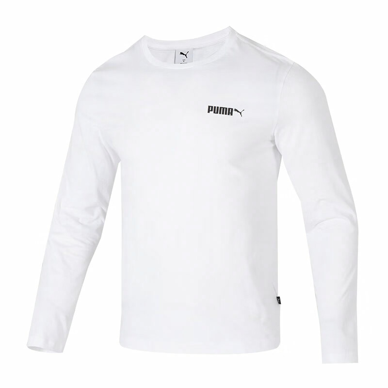 PUMA 舒适透气休闲长袖T恤 男款 白色