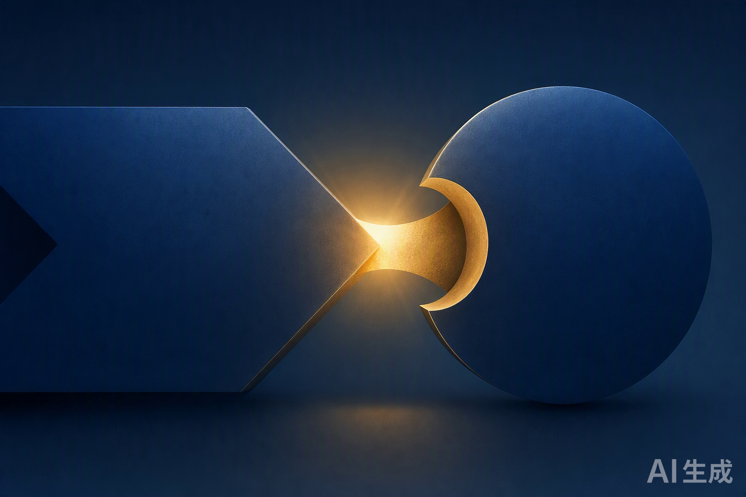 Two geometric shapes joining in partnership