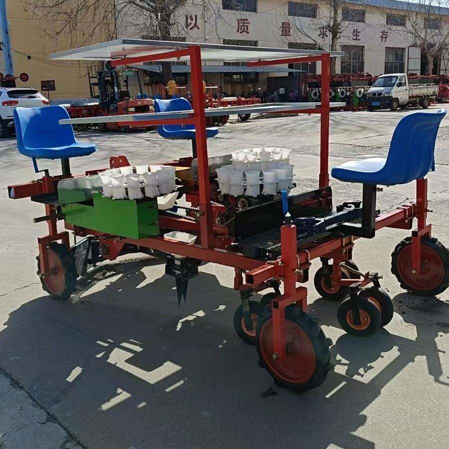 Diesel tractor-pulled pepper, tomato, lettuce and cabbage transplanting machine, rotary tillage, ridging, drip irrigation and film covering