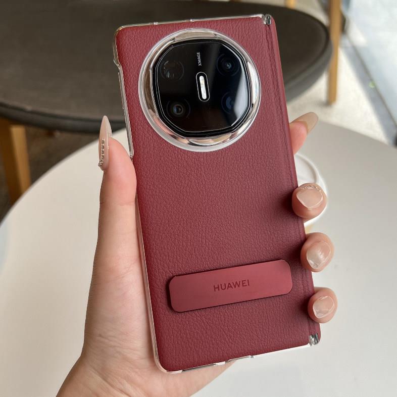 Suitable for Huawei Mate X6 Phone Case with Central Axis Protection, Rotating Stand, Plain Leather Back Cover, X6 Original Same Model Half-Cover Collector's Edition, Pioneer Folding Screen Original Ultra-Thin Stand, Anti-Drop Protective Case, New Model