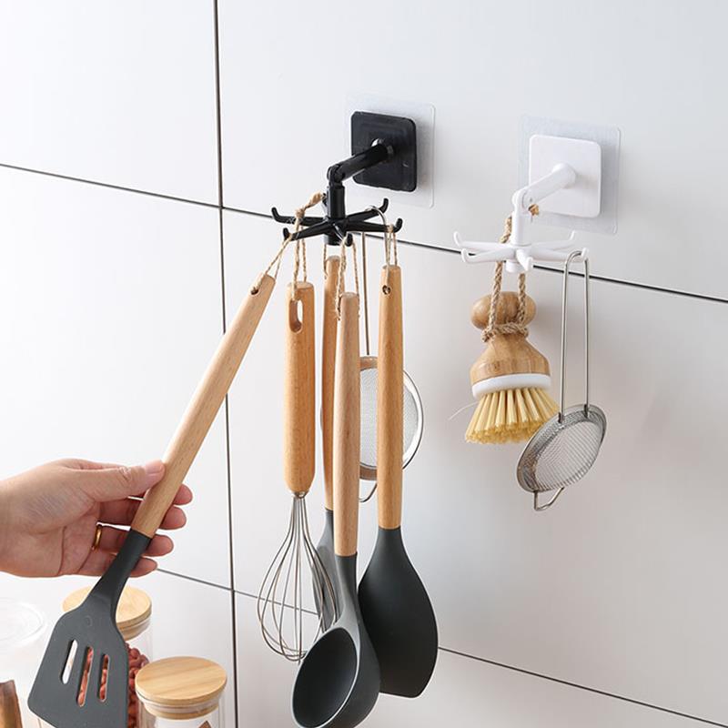 Rotatable Hook Behind the Door for Kitchen Storage, Wall-Mounted, Traceless, No-Drill, Six-Claw Creative Trendy Strong Adhesive Gadget Rotatable Hook Behind the Door for Kitchen Storage, Wall-Mounted, Traceless, No-Drill, Six-Claw Creative Trendy Strong Adhesive Gadget