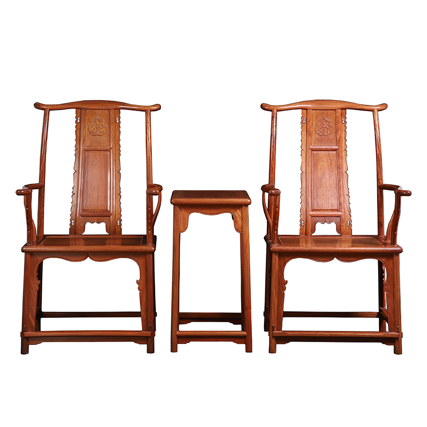 Official hat chair three-piece set of new Chinese-style Burmese rosewood solid wood big fruit rosewood antique mahogany w