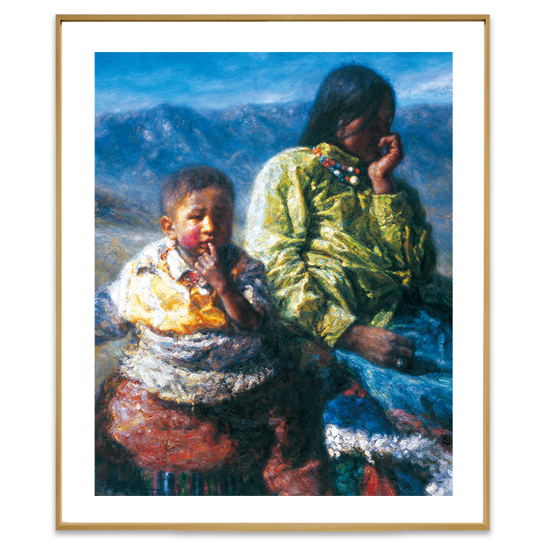 (already mounted) Shanghai Haipai's new generation artist Yu Preserve (mother and daughter) limited edition painting