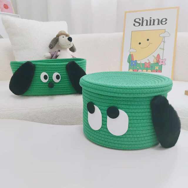 Rope, miscellaneous gift box basket snacks, big basket toys, green braided cotton thread desktop storage ear dog storage cosmetics