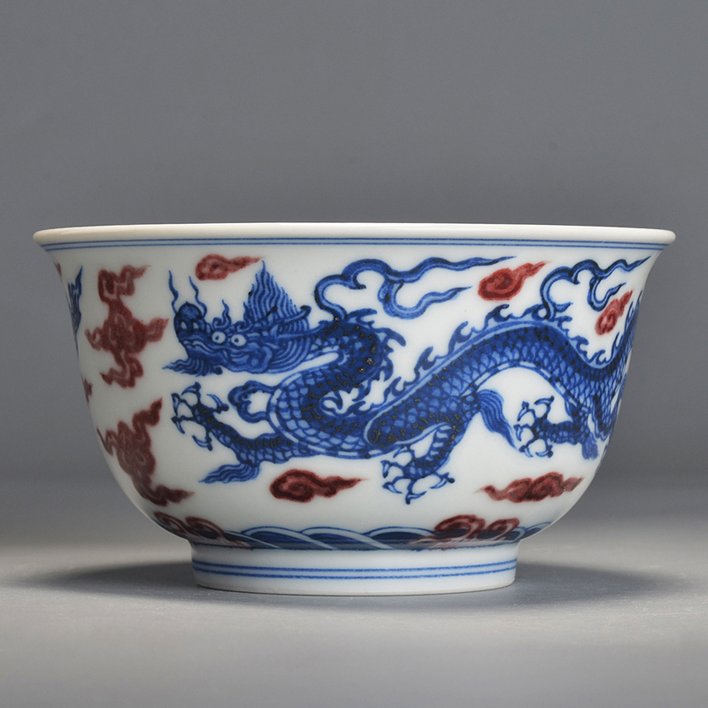 Gögen Raw Mine Green Flower Glazed Red Fire Clouds Double Longline Cup Pint Tea Cup Master Cup Single Cup Hand-painted Kung Fu Tea Tea