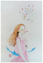 Hand-painted watercolor paintings for living room and childrens room decoration paintings cute paintings for gifts for girlfriends Yufeiyu Chen Chao