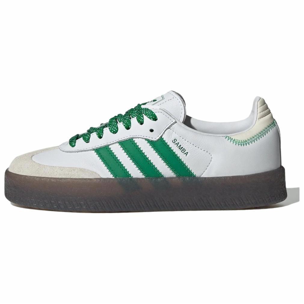 adidas originals SAMBAE 柔软舒适 低帮 板鞋 女款 白绿
