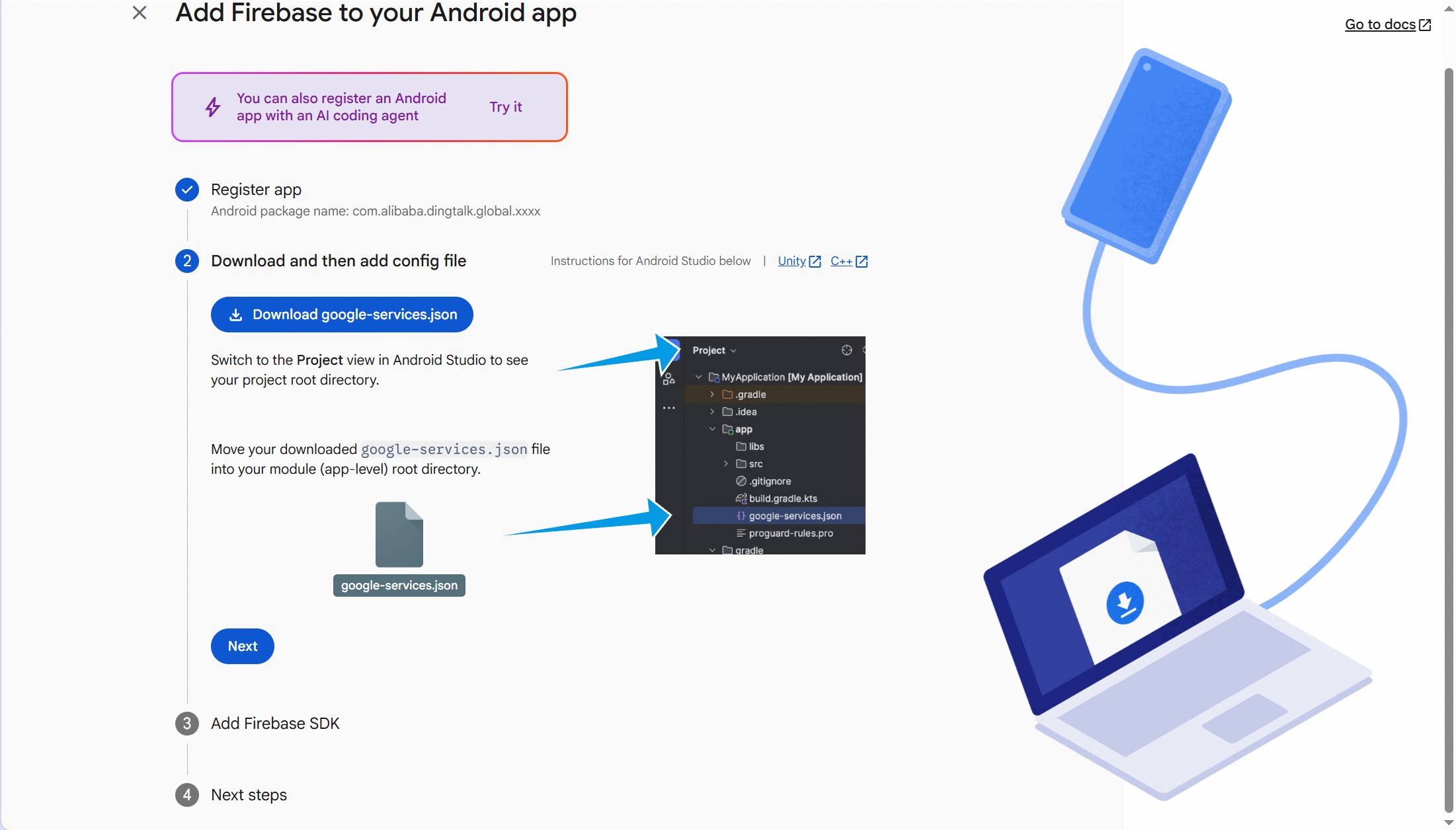 Download google-services.json