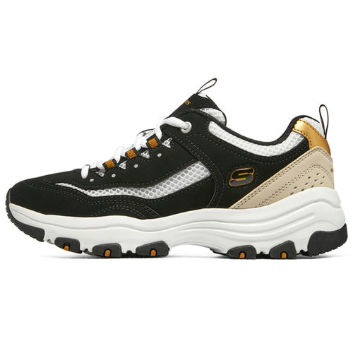 Skechers斯凯奇女子D'LITES 1.0黑色/金色老爹鞋熊猫鞋