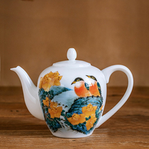 Official kiln old porcelain teapot made in the 1960s Hongjiang large ball mud porcelain hand-painted teapot tea set single pot home collection
