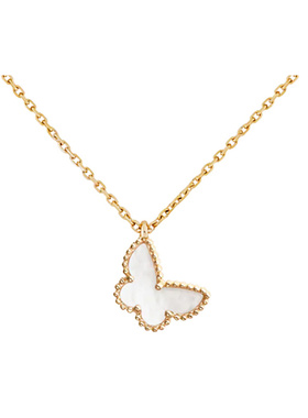 未使用VCA梵克雅宝白贝母蝴蝶项链ButterfliesK金女款白色