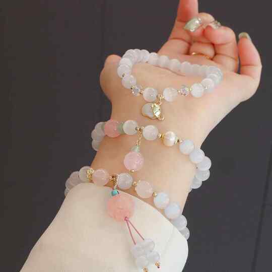 Lychee White Jelly Elastic Pumpkin Flower Pendant Bracelet ins Style High-End New Chinese Retro Style Bracelet Hanfu
