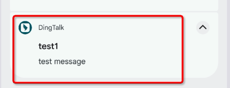 Device receives the test notification