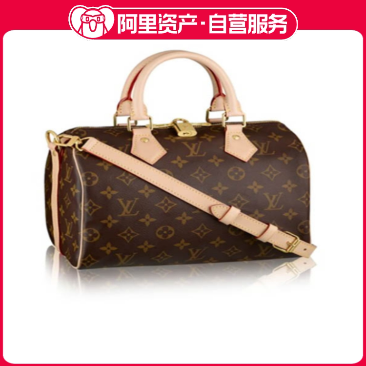 Brand New Lv Louis Vuitton Speedy25 Pillow Bag with Monogram Canvas Shoulder Strap for Women