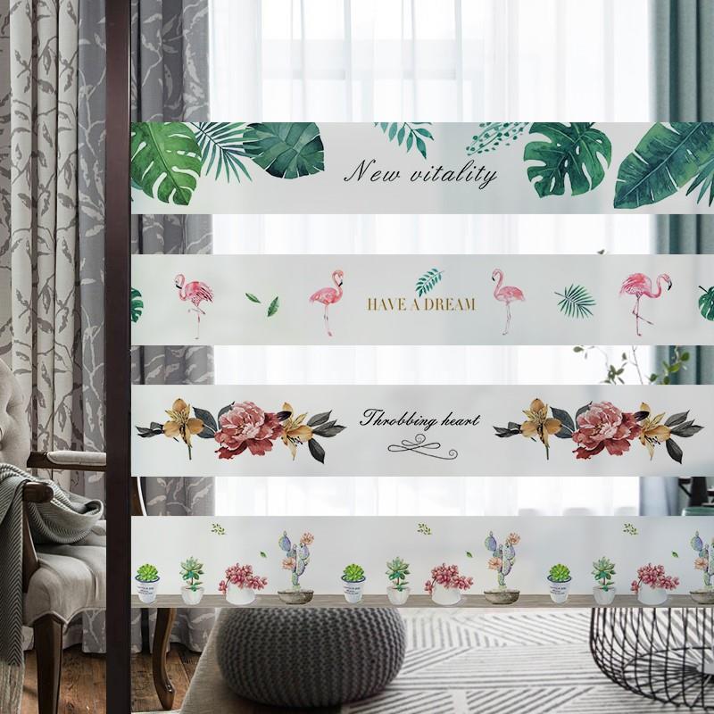Creative Anti-Collision Strips for Home Use, Sliding Door Waistline Glass Film Stickers, Living Room Balcony Dressing Room Shower Room Decoration